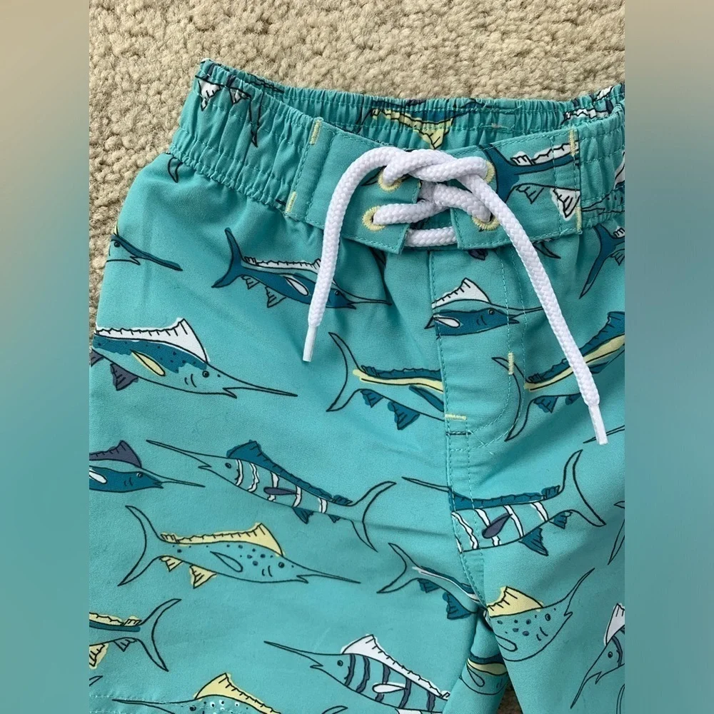 Janie and Jack Size 0-3 Months Swordfish Print Swim Trunks
